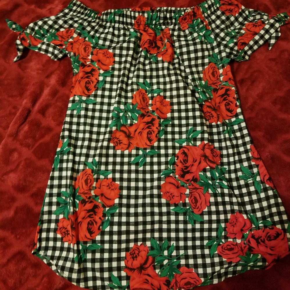 Plaid Floral Dress